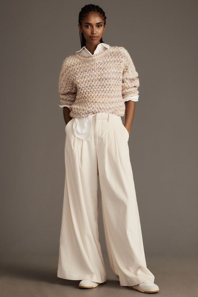 The Avery Pleated Wide-Leg Trousers by Maeve: Corduroy Edition #1