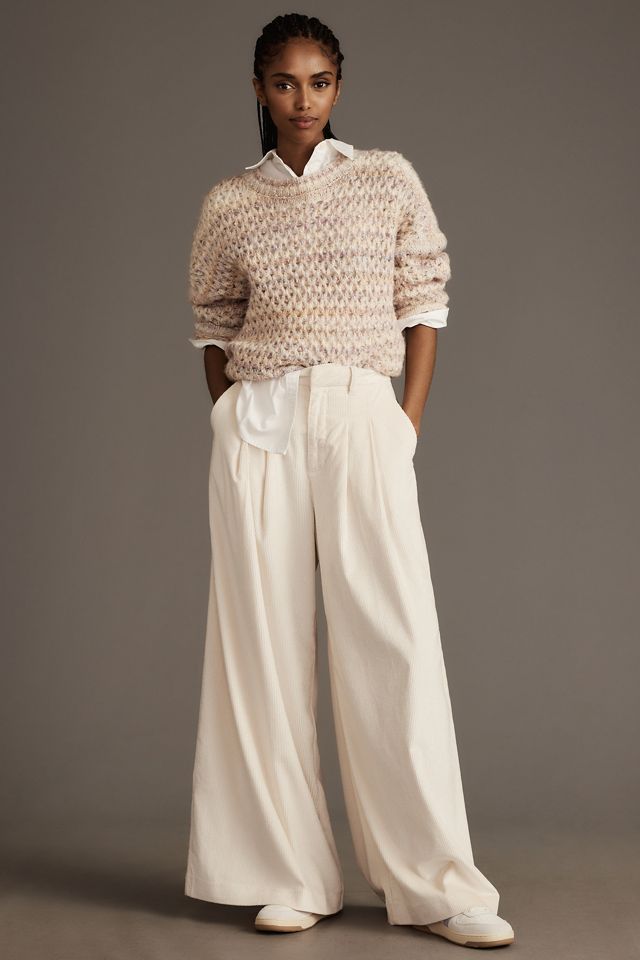 CORDUROY PLEATED WIDE PANTS