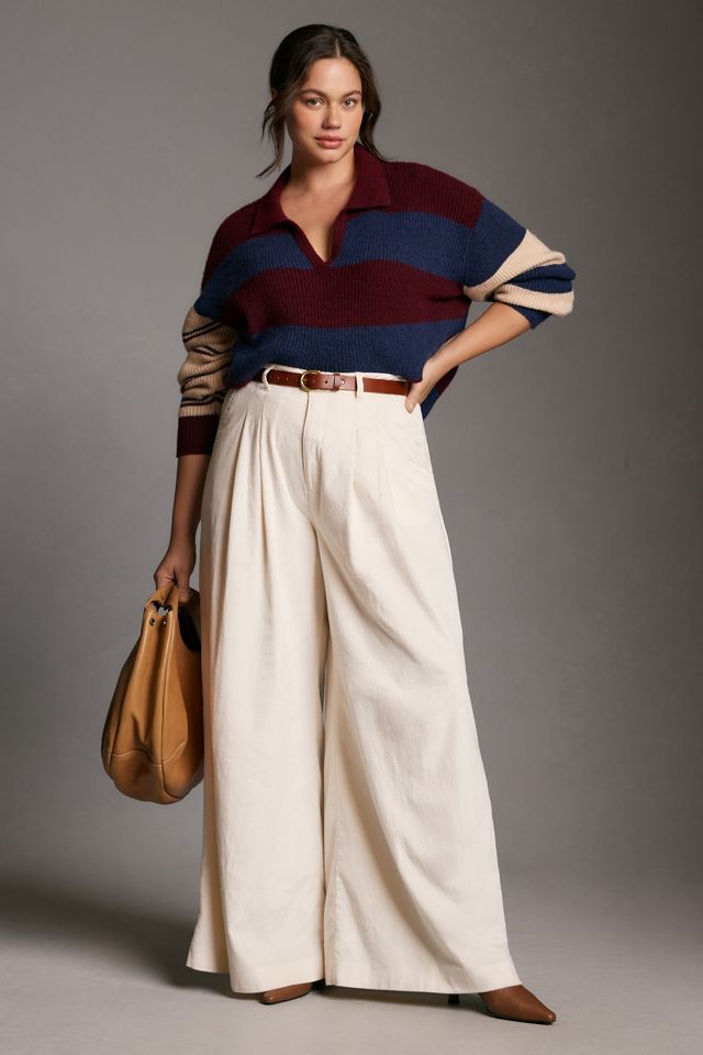 The Avery Pleated Wide-Leg Trousers by Maeve: Corduroy Edition #5