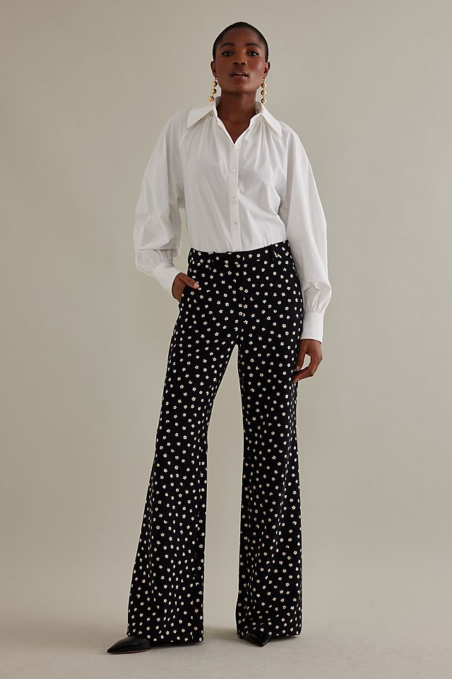 Fabienne Chapot Puck Floral Flare Trousers | Anthropologie UK