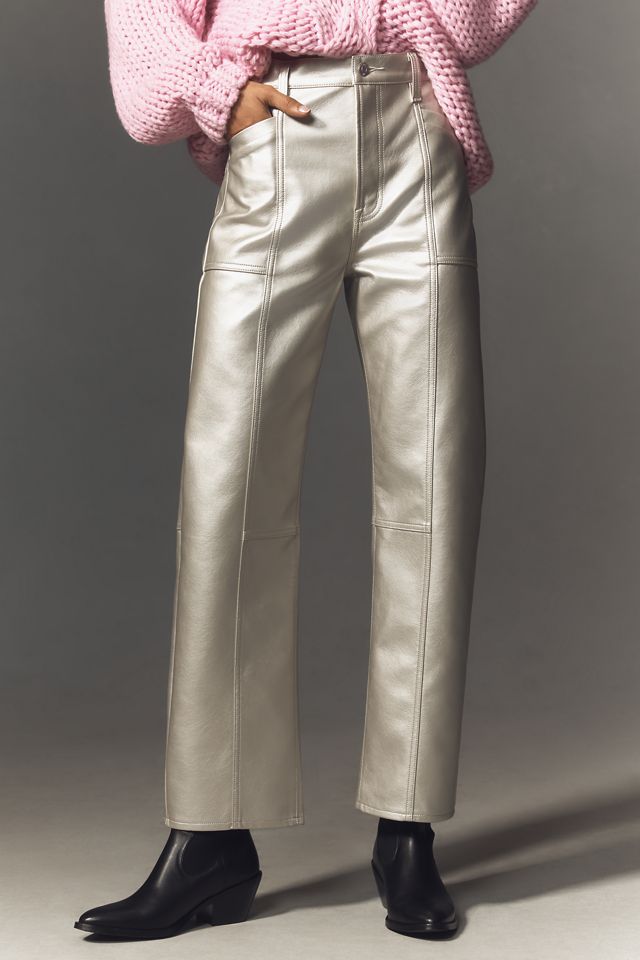 Pistola Taylor Metallic Faux-Leather High-Rise Arched Pants #1