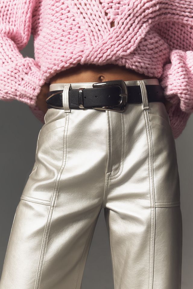 Pistola Taylor Metallic Faux-Leather High-Rise Arched Pants #3