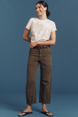 Pistola Tori Cropped Bowed Utility Pants In Green