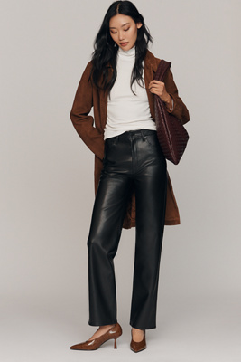 Pistola Cassie Faux Leather High-rise Straight-leg Pants In Black