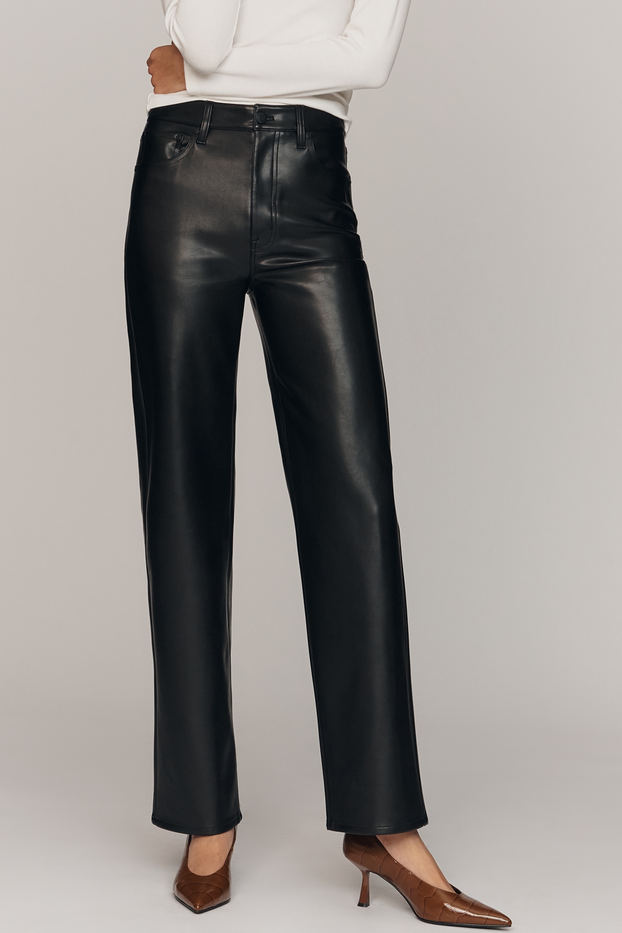 Pistola Cassie Faux Leather High-Rise Straight-Leg Pants
