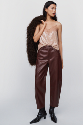 Pistola Eli Faux Leather High Rise Arch Leg Pants by Anthropologie