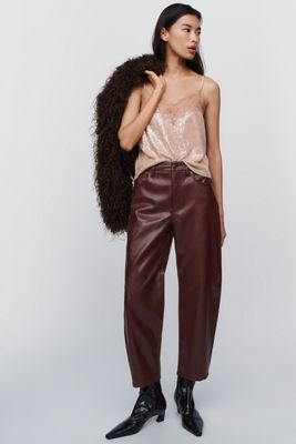 Pistola Eli Faux Leather High Rise Arch Leg Pants 