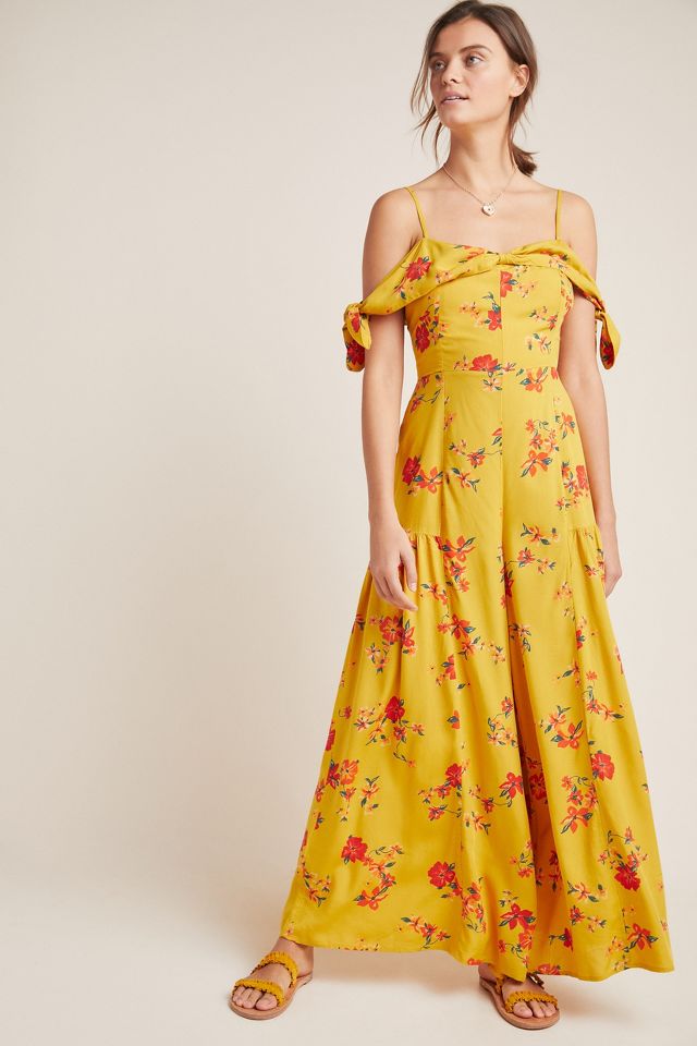 Anthropologie store yellow jumpsuit