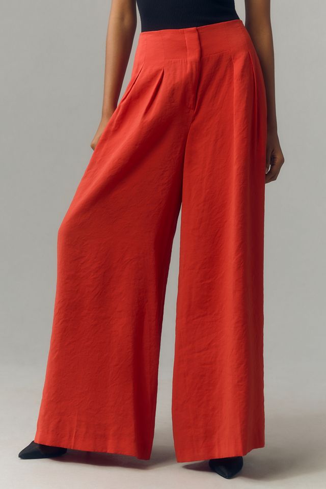 By Anthropologie High-Rise Pleated Wide-Leg Trousers