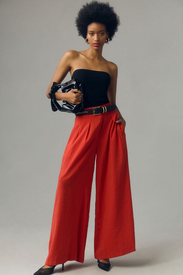 Pleated high waist wide-leg pant, Contemporaine