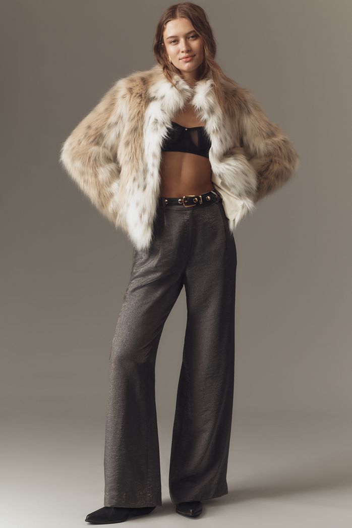 Maeve Shimmered Wide-Leg Trousers