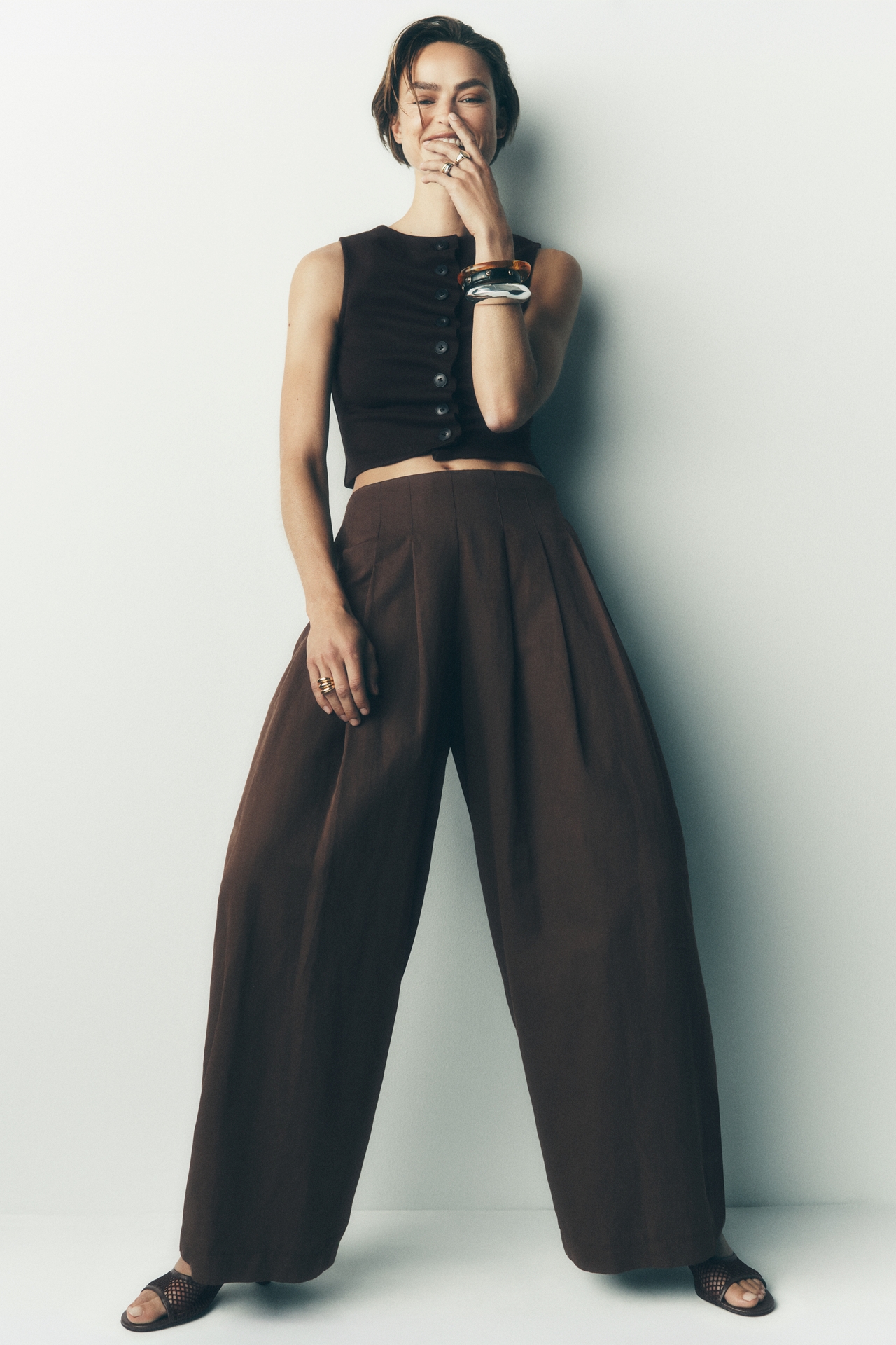 Maeve Pleated Barrel Trousers