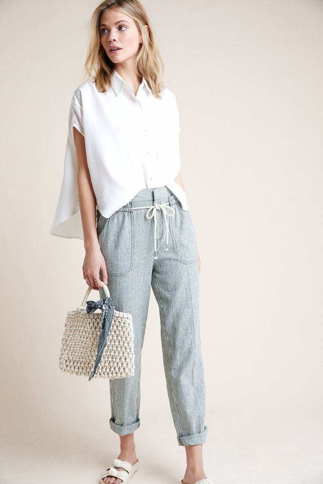 Anthropologie striped sales linen pants