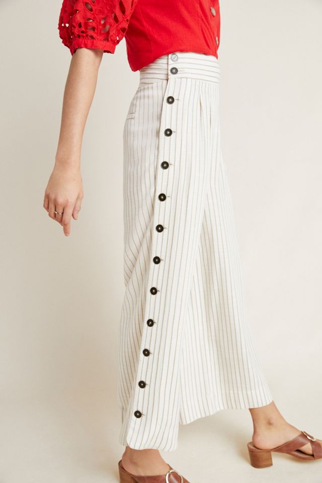 Buttoned Wide-Leg Pants #3