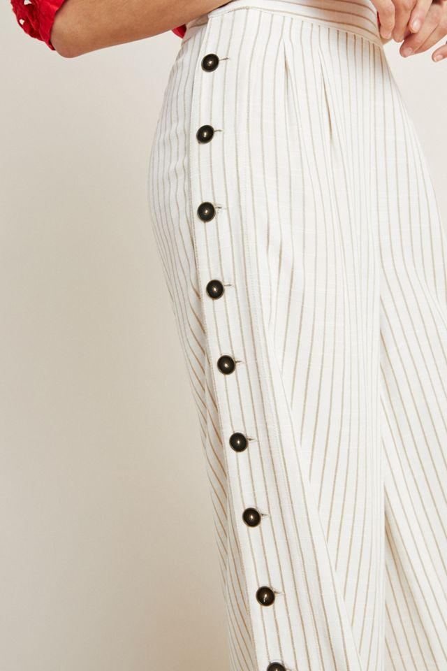 Buttoned Wide-Leg Pants #4