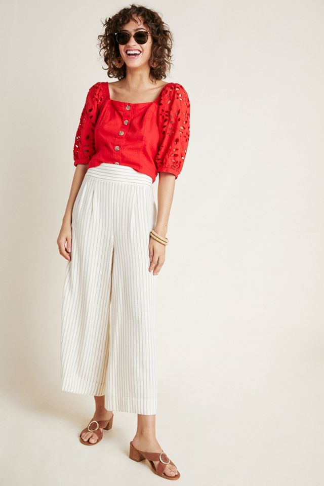 Shop Porcelain Megan Button Wide Leg Pant Online