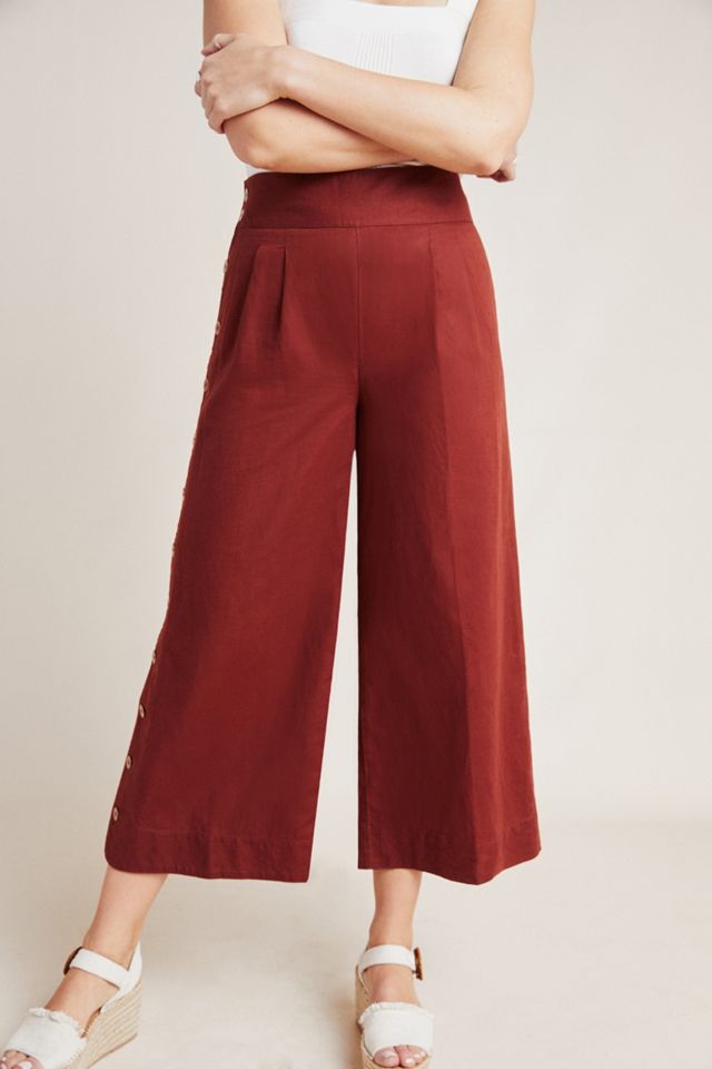 Buttoned Wide-Leg Pants | Anthropologie