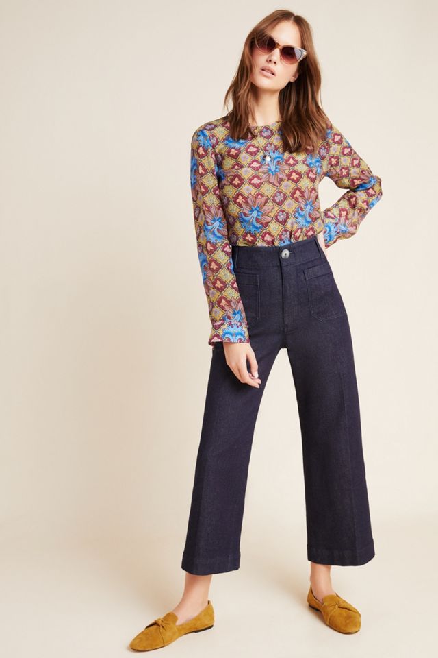 Capra Wide-Leg Denim Trousers | Anthropologie