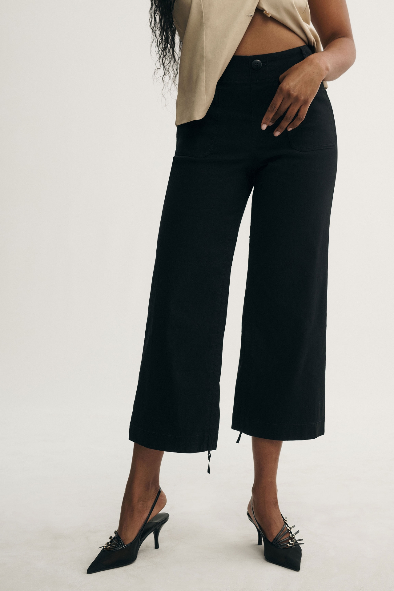 The Colette Crop Wide-Leg Pants by Maeve