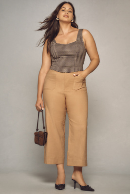 Shop Maeve The Colette Cropped Wide-leg Pants By : Magic Fabric Edition In Beige