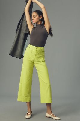 Maeve The Colette Cropped Wide-leg Pants By  In Green