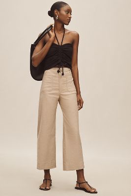 Maeve The Colette Cropped Wide-leg Pants By  In Beige