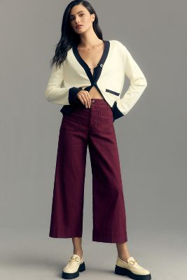 Maeve The Colette Cropped Wide-leg Pants By  In Purple