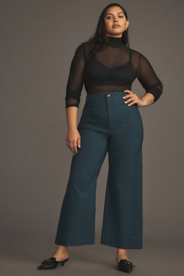 Maeve The Colette Cropped Wide-leg Pants By  In Blue