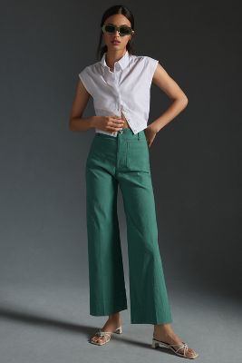 Maeve The Colette Cropped Wide-leg Pants By  In Blue