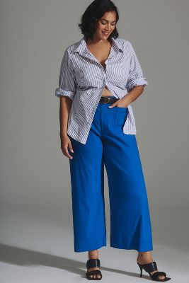 Maeve The Colette Cropped Wide-leg Pants In Blue