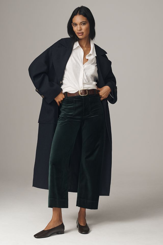 The Colette Cropped Wide Leg Velvet Trousers by Maeve