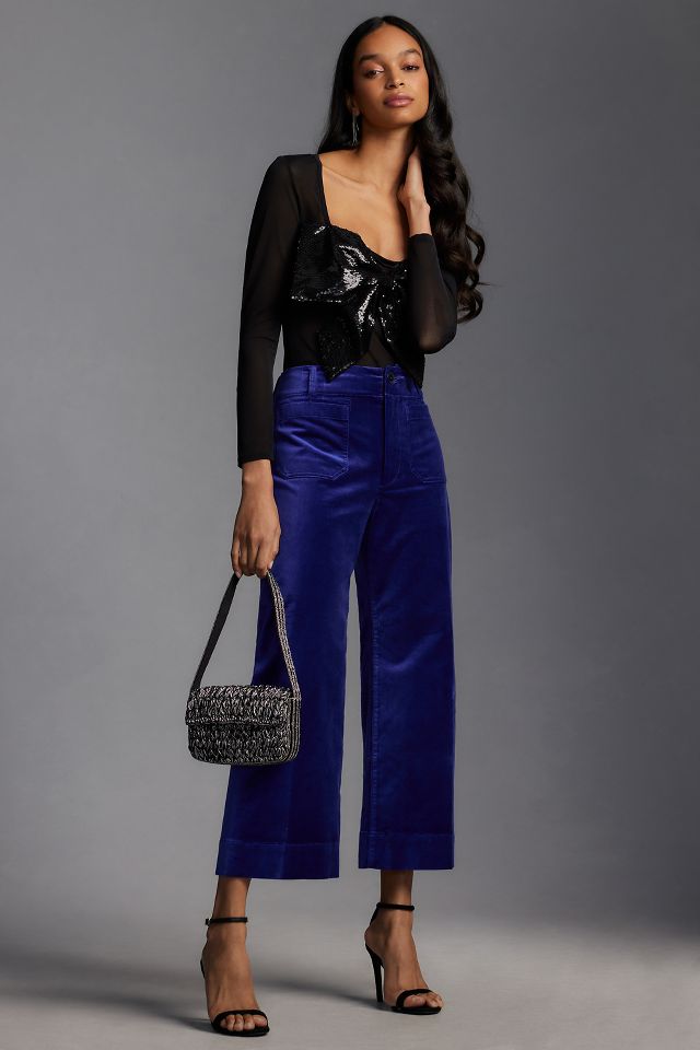 High Waist Velvet Palazzo Pants Sexy Woman Wide Leg Pants For