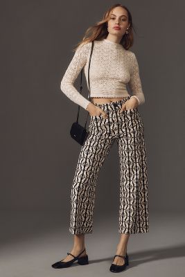 The Colette Cropped Wide-Leg Ponte Pants by Maeve