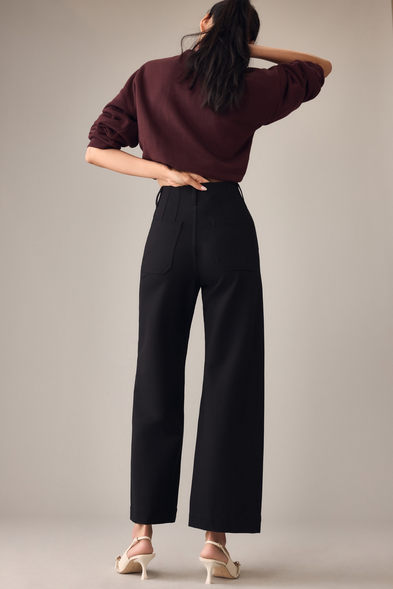 The Colette Cropped Wide-Leg Pants by Maeve: Ponte Edition