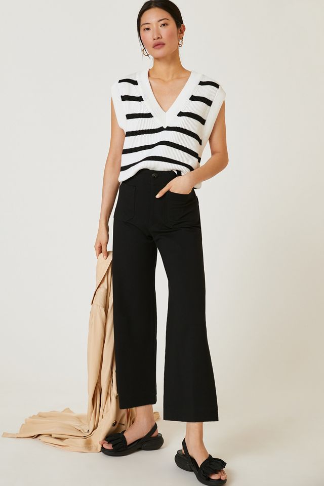 The Colette Cropped Wide-Leg Ponte Pants by Maeve