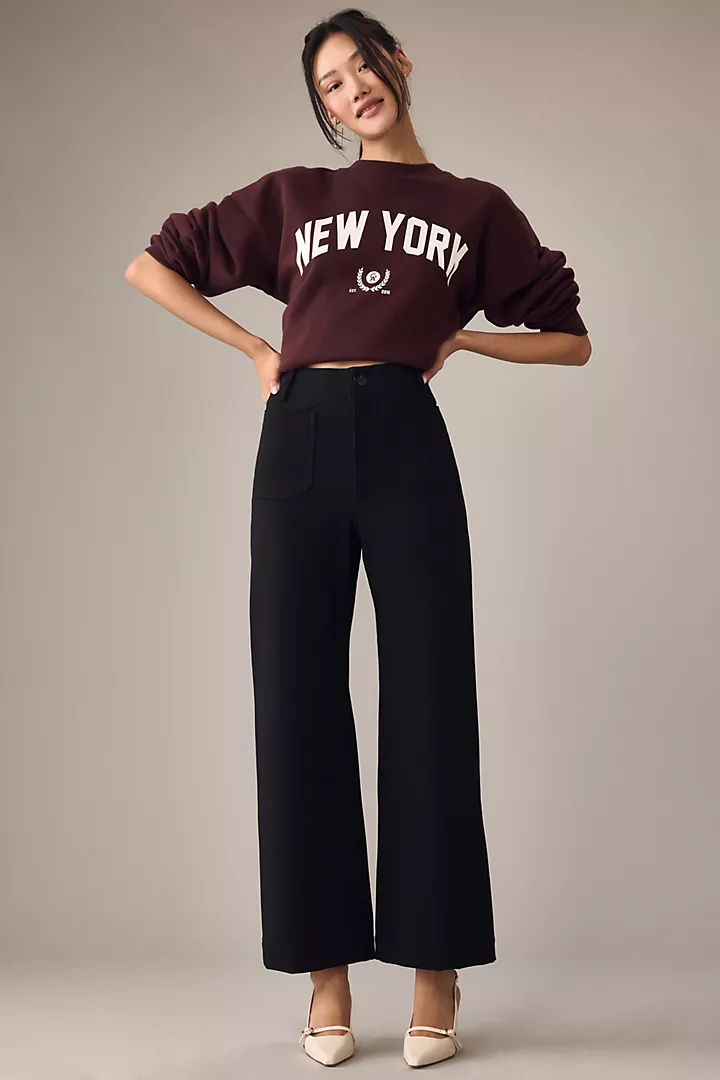 Black cropped flare pants