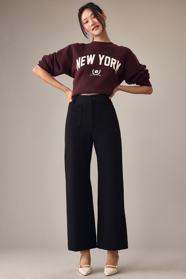 The Colette Cropped Wide-Leg Ponte Pants by Maeve