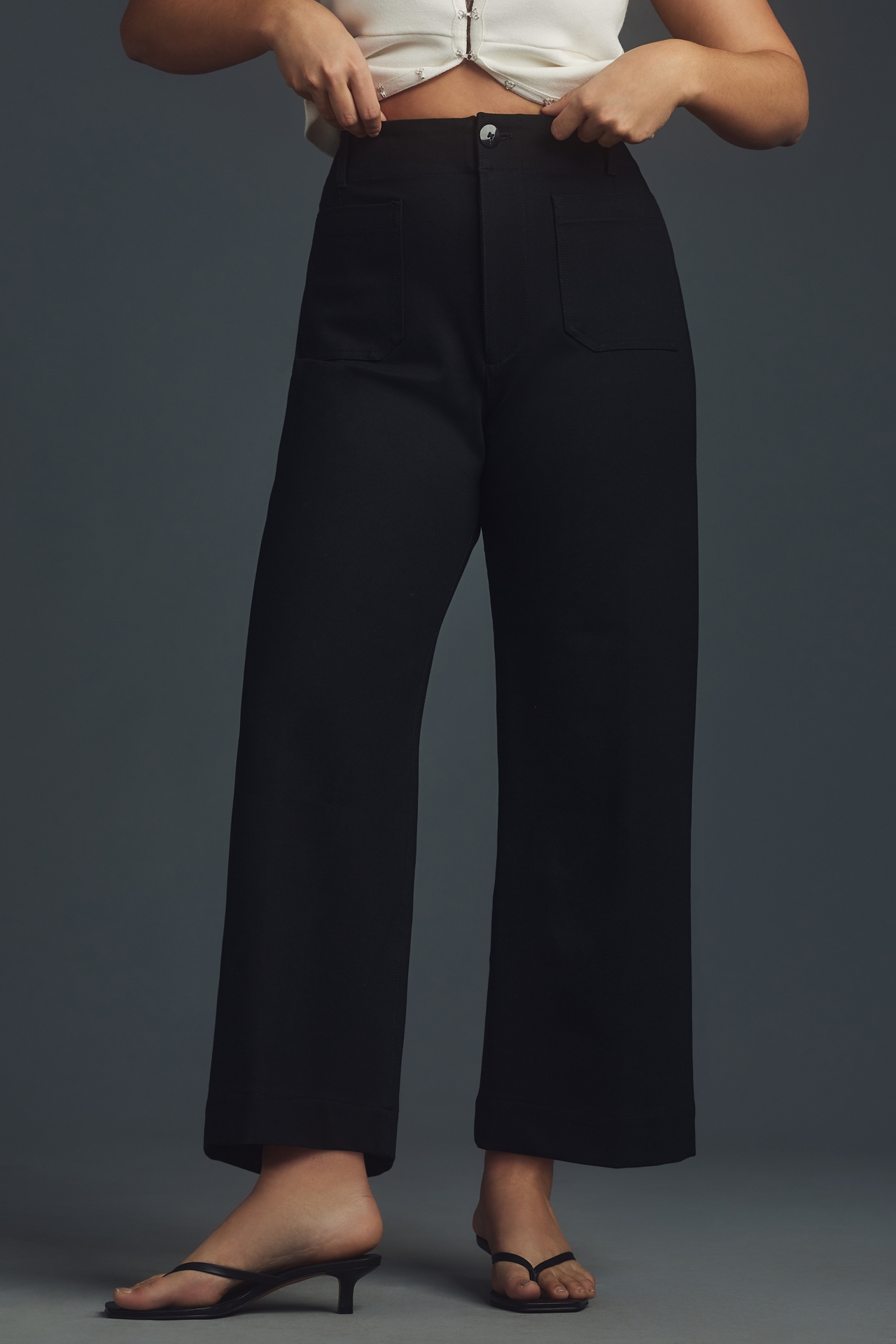 The Colette Cropped Wide-Leg Pants by Maeve: Ponte Edition