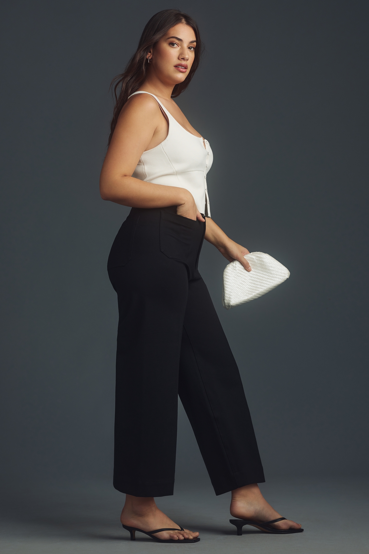 The Colette Cropped Wide-Leg Pants by Maeve: Ponte Edition