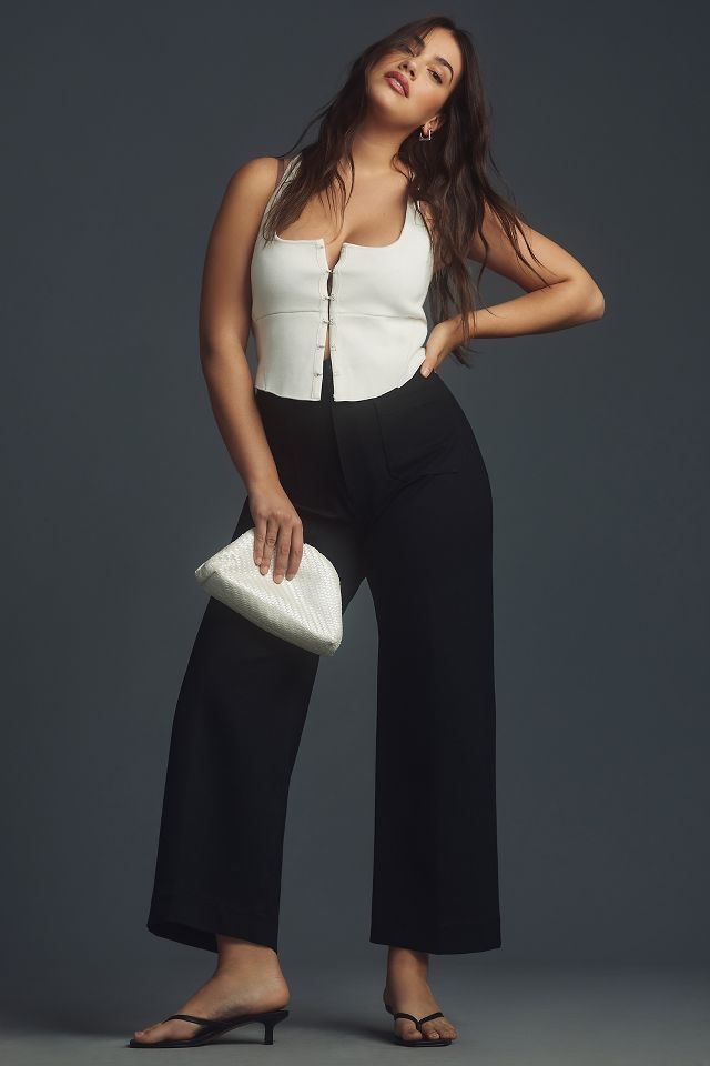 Black Ponte Wide Leg Pant