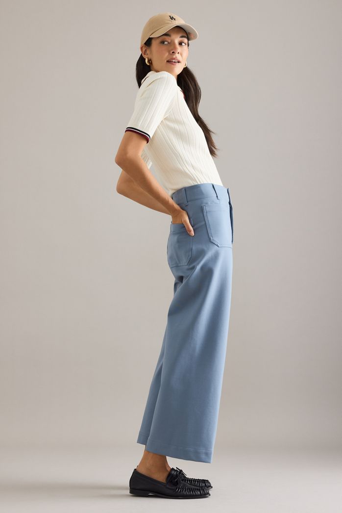 The Colette Cropped Wide-Leg Trousers by Maeve: Ponte Edition