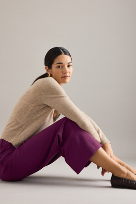 The Colette Cropped Wide-Leg Trousers by Maeve: Ponte Edition