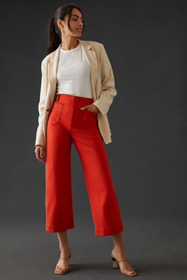 The Colette Cropped Wide-Leg Ponte Pants by Maeve