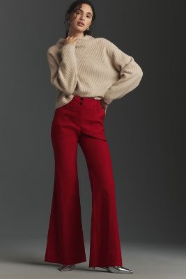 The Naomi Linen Wide-Leg Flare Pants by Maeve