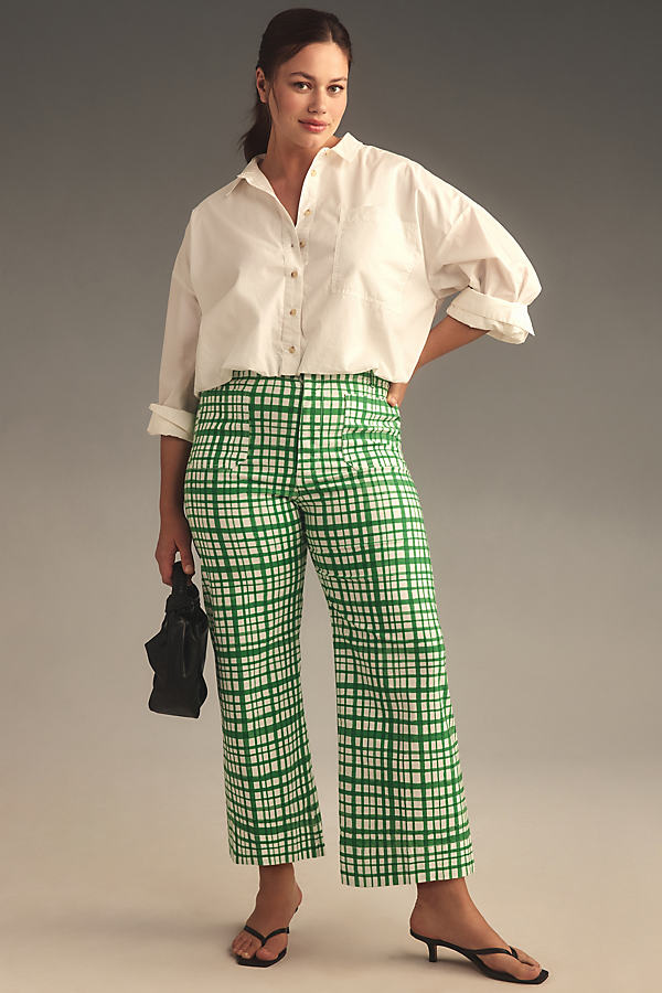 Maeve The Colette Cropped Wide-leg Pants By  In Green