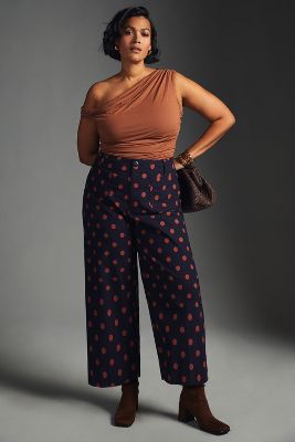 Maeve The Colette Cropped Wide-leg Pants In Blue