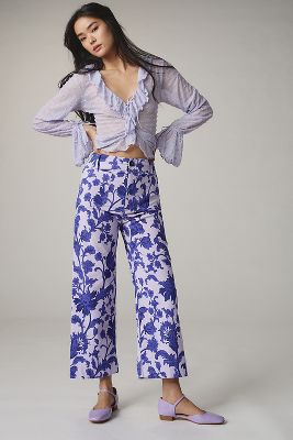 Resort Style, Blue Floral Wide-Leg Pants