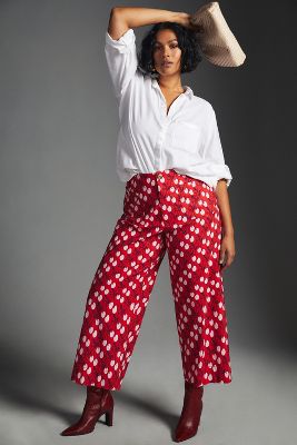 Maeve The Colette Cropped Wide-leg Pants In Red