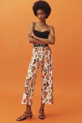 Shop Maeve The Colette Cropped Wide-leg Pants By  In Multicolor