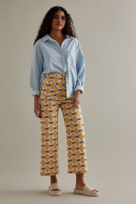 Maeve The Colette Cropped Wide-leg Pants In Yellow
